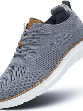 Men's Grey Fashion Walking  Mesh Business Oxfords Casual Dress Sneakers Shoes